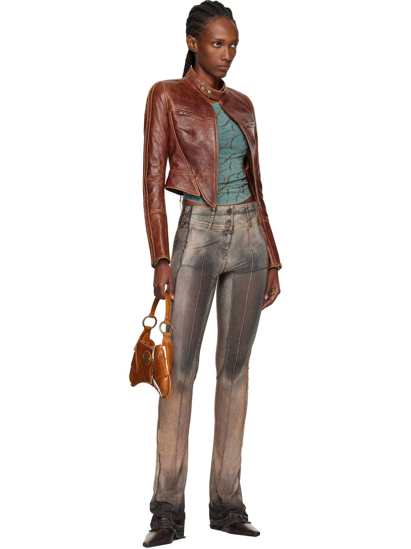 KNWLS Brown Claw Leather Jacket outlook