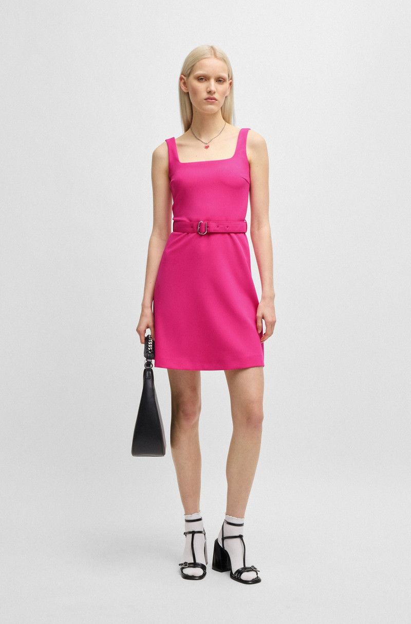 HUGO BELTED DRESS WITH WIDE STRAPS outlook