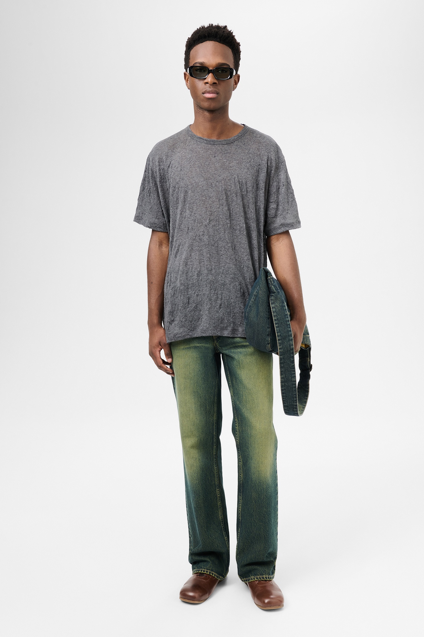 New Box T-shirt Anthracite Crinkle Guaze - 2