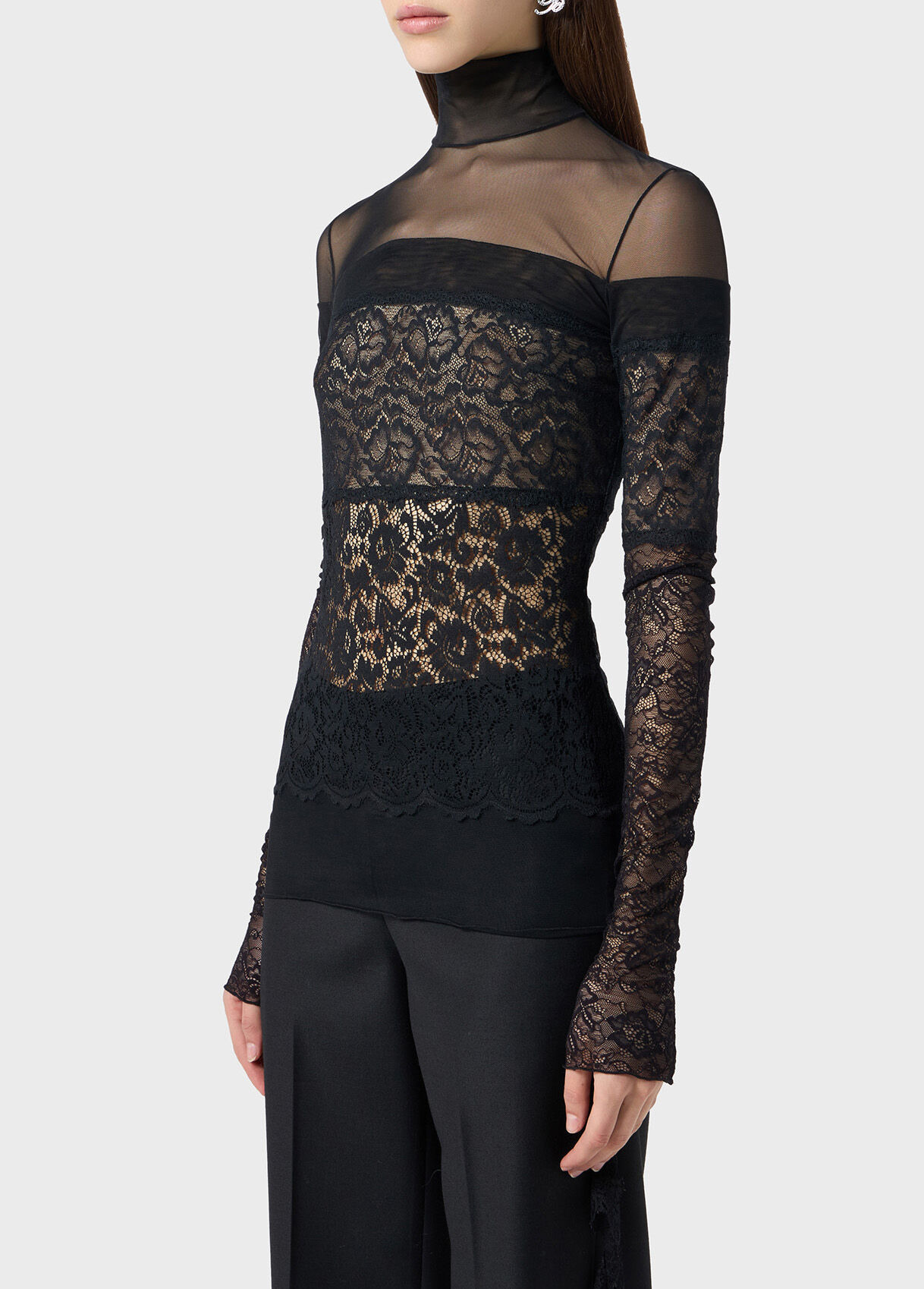 TULLE BLOUSE WITH SCALLOPED LACE - 4