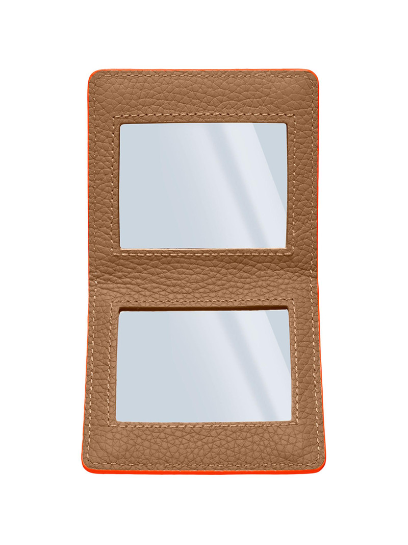 Leather Compact Mirror - Manhattan Sandstone 5