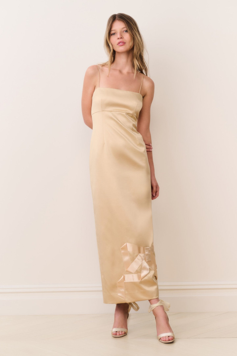 Calise Satin Bow Detail Midi Dress 1