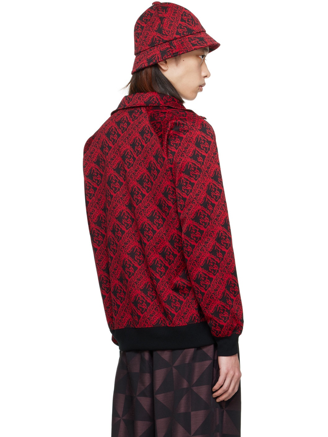Red Jacquard Track Jacket - 3