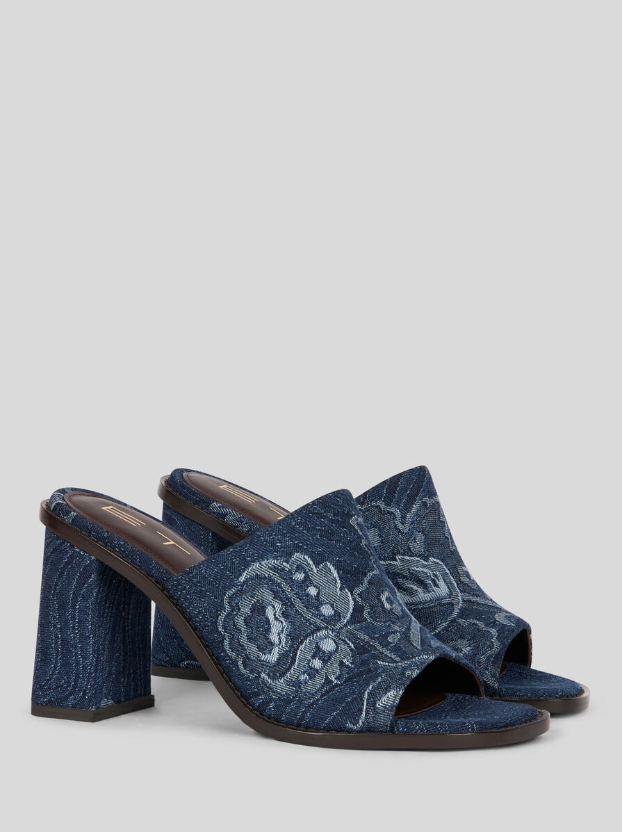 JACQUARD DENIM MULES - 3