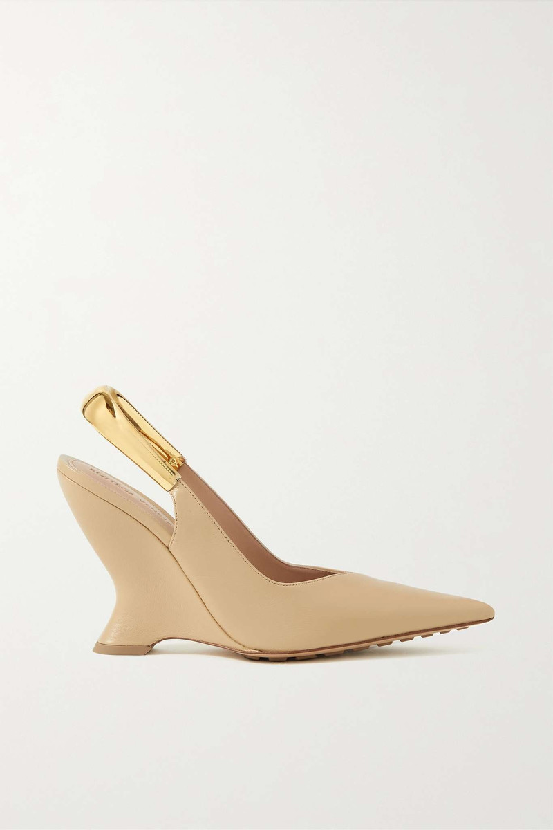 Embellished leather slingback pumps - 1