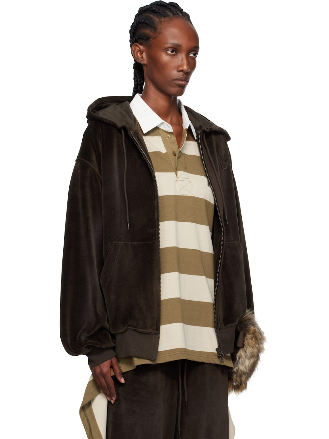 Brown Velour Box Hoodie - 2