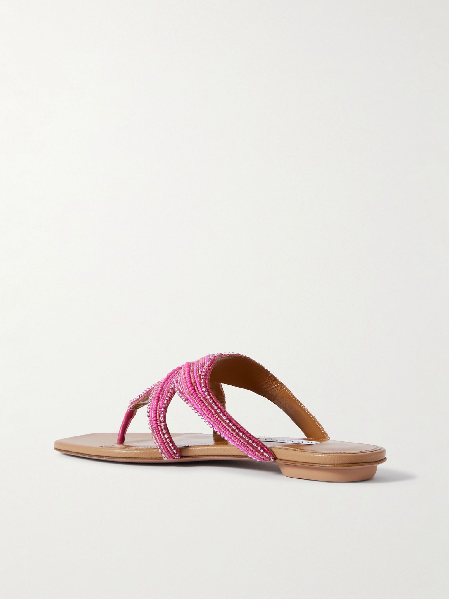Reef Star bead-embellished leather sandals Bright pink - 3