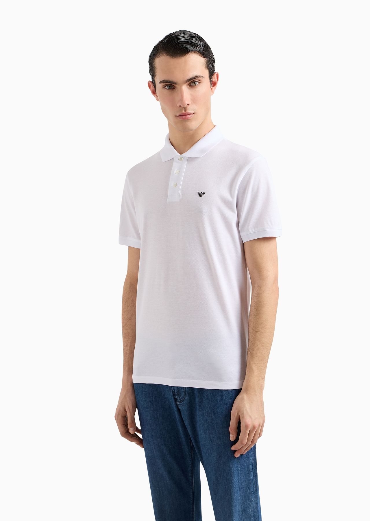 Mercerised piqué polo shirt with micro eagle - 2