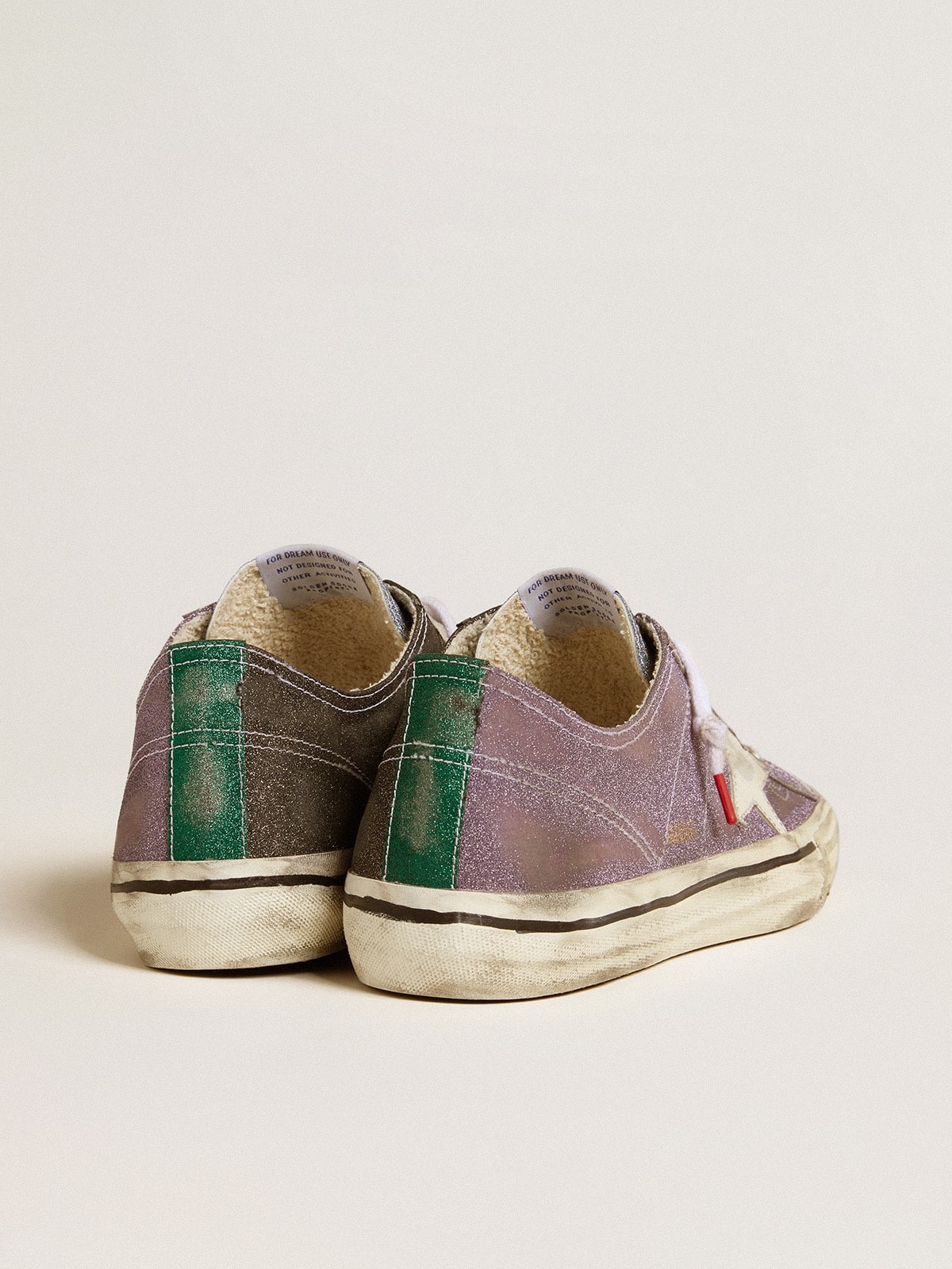 Men’s V-Star LAB in lilac leather and glitter with white star and silver glitter tongue - 4