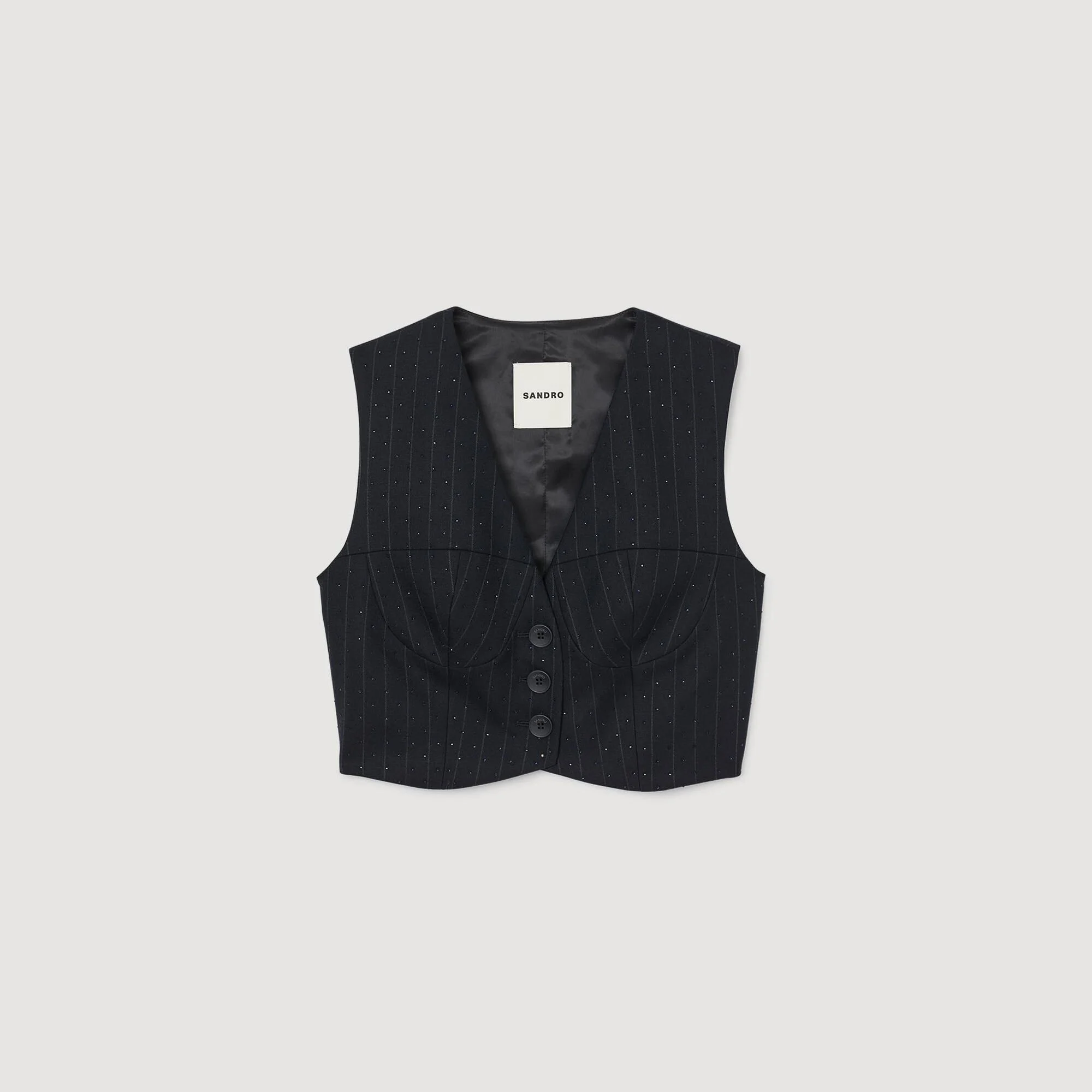 STRIPED RHINESTONE JACKET - 1