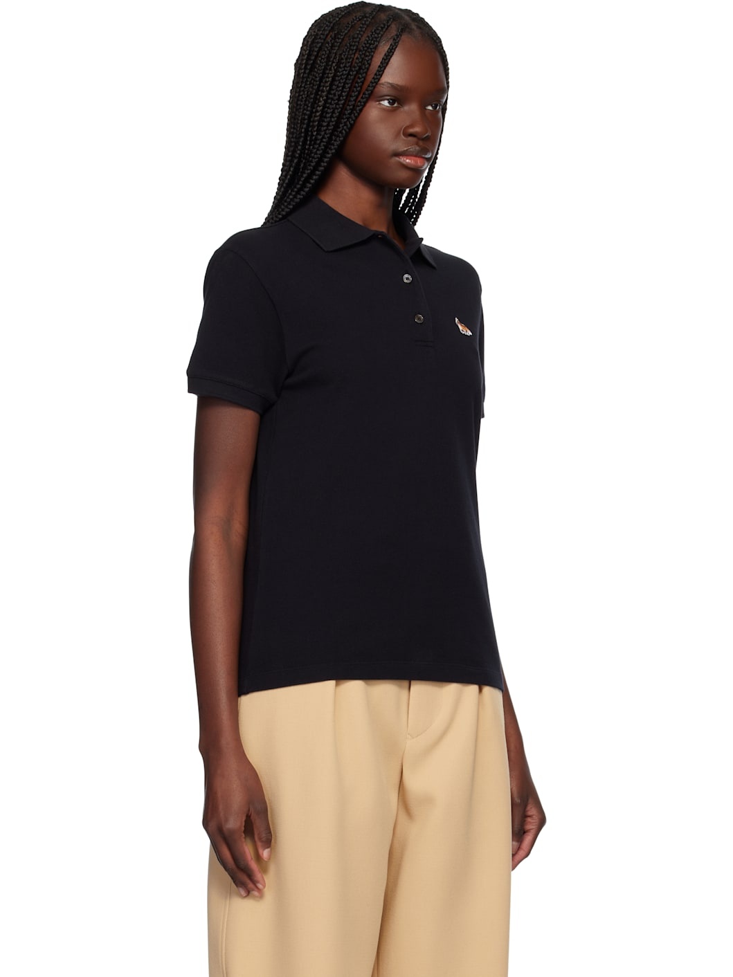 Black Baby Fox Patch Regular Polo - 2