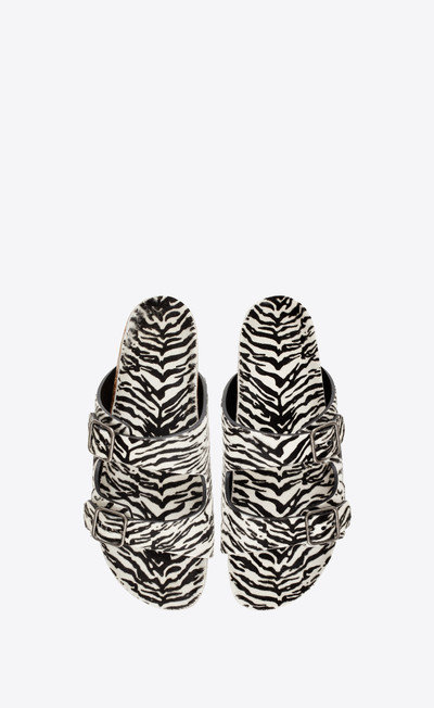 SAINT LAURENT jimmy flat sandals in tiger-print pony-effect leather outlook