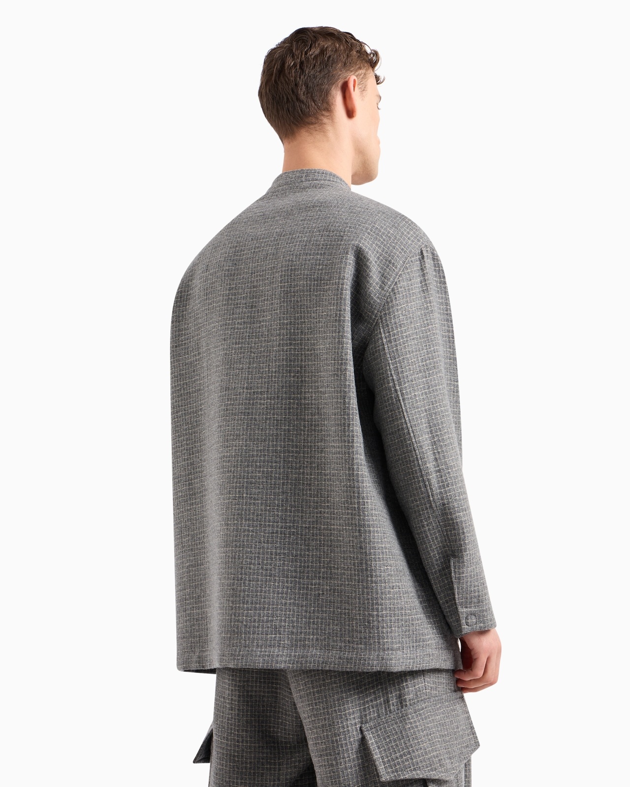 SINGLE-BREASTED JACKET IN A WOOL BLEND WITH METALLIC THREAD - 3