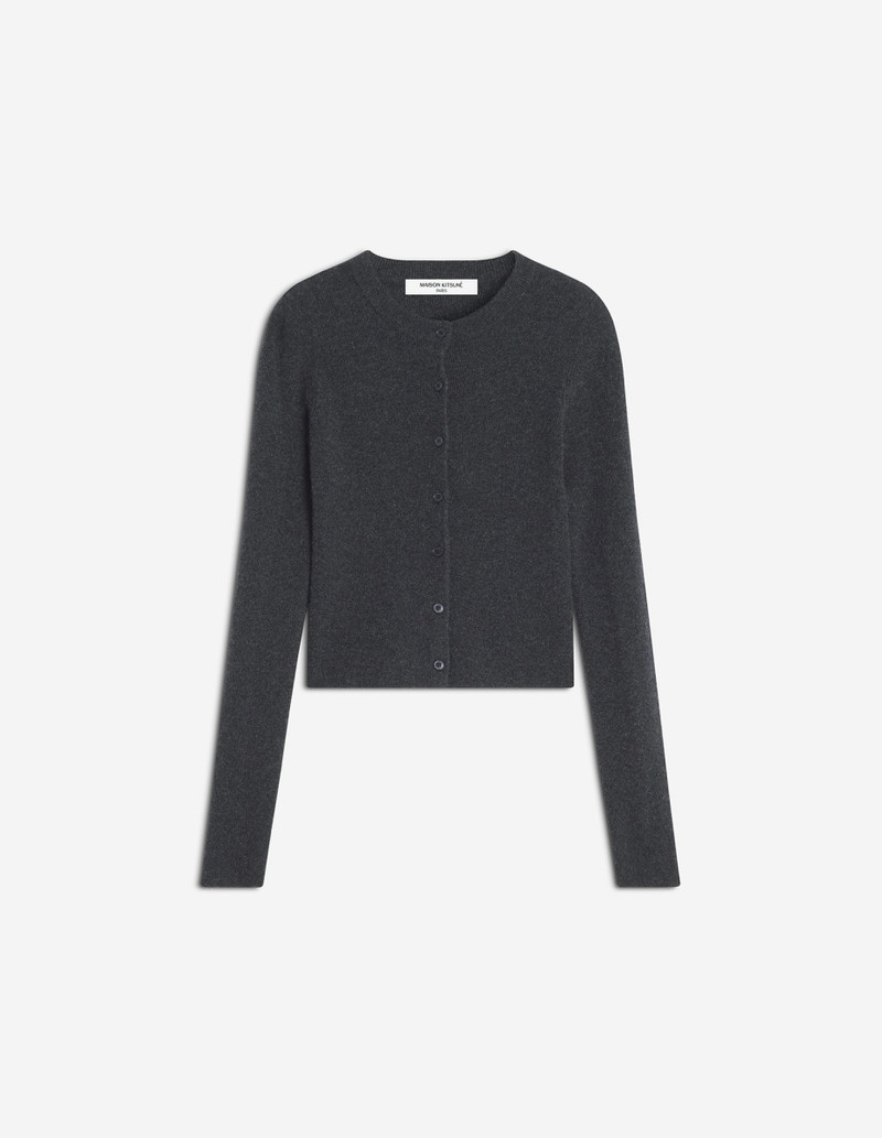 FINE RIB CASHMERE FITTED CARDIGAN 1