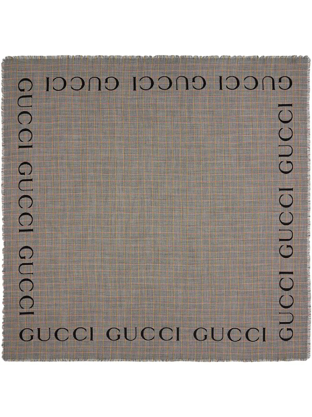 Check wool shawl with Gucci logo - 3