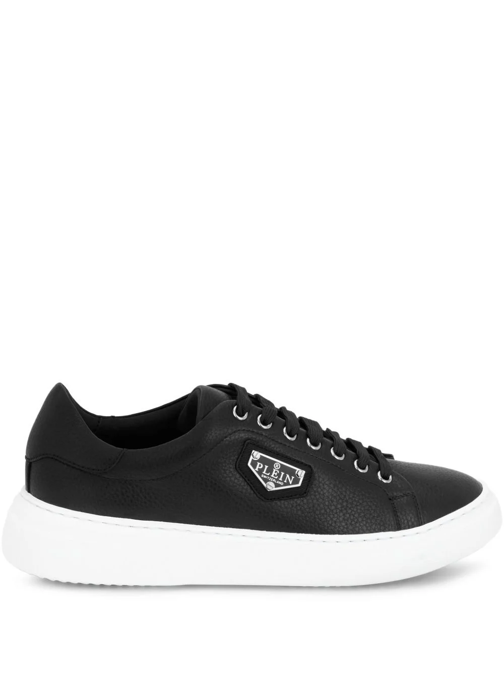 iconic plein leather lo-top trainers - 1