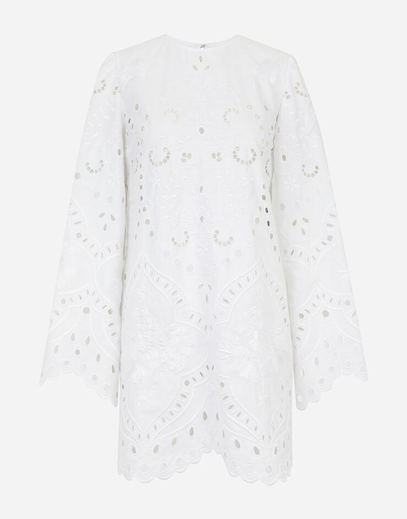 Short poplin dress with embroidery 1