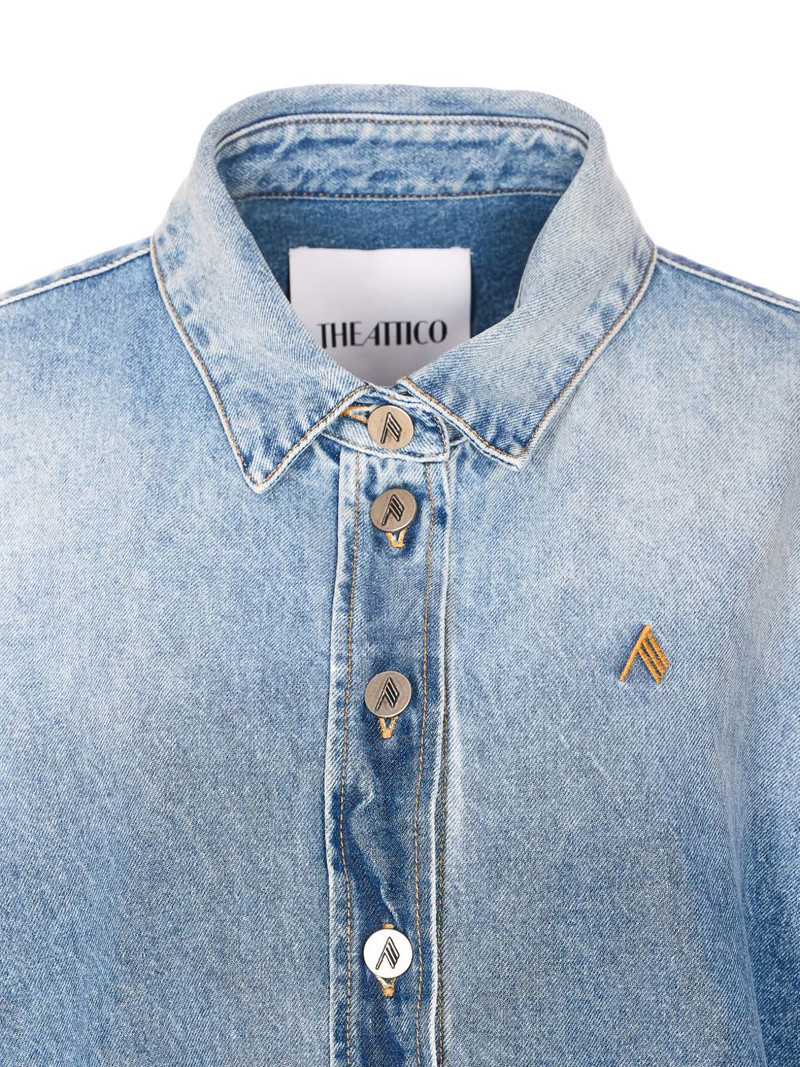 logo-embroidered button-up denim shirt 3
