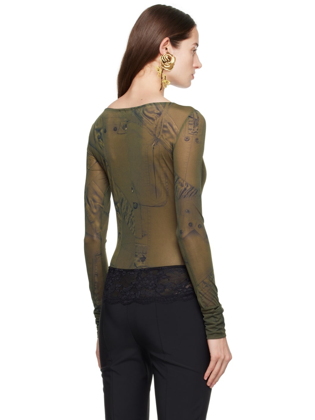 Green Printed Bodysuit - 3