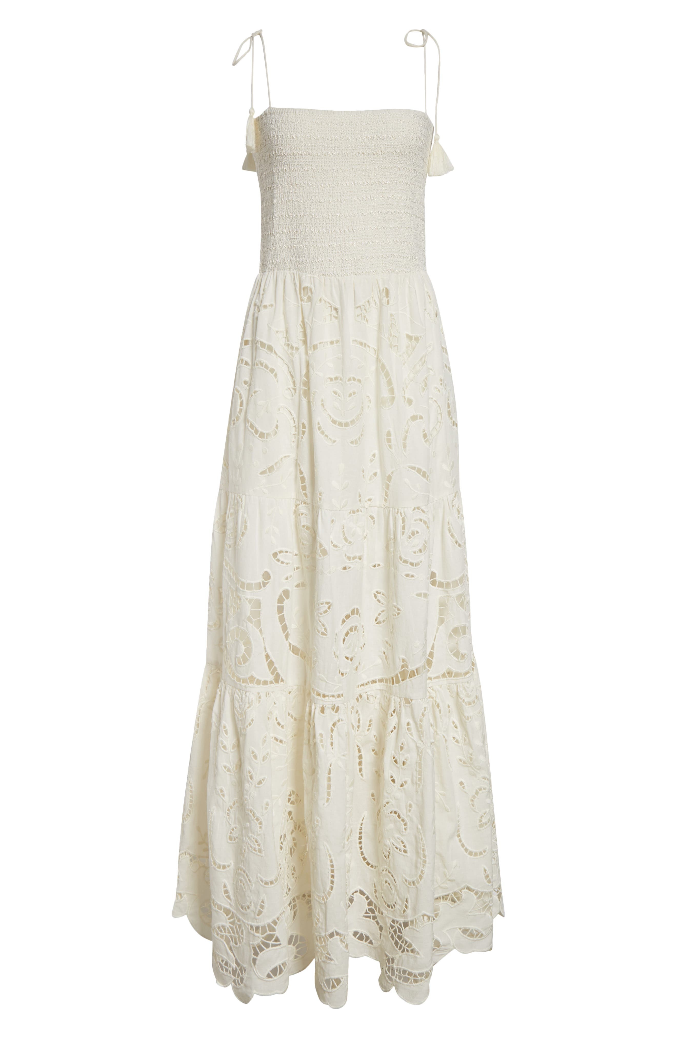 Alice + Olivia Marina Mixed Media Tiered Cotton & Linen Maxi Dress in Off White at Nordstrom - 5