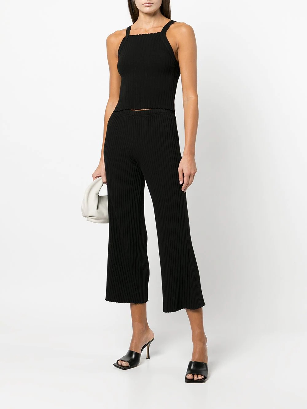 ribbed cropped trousers - 2