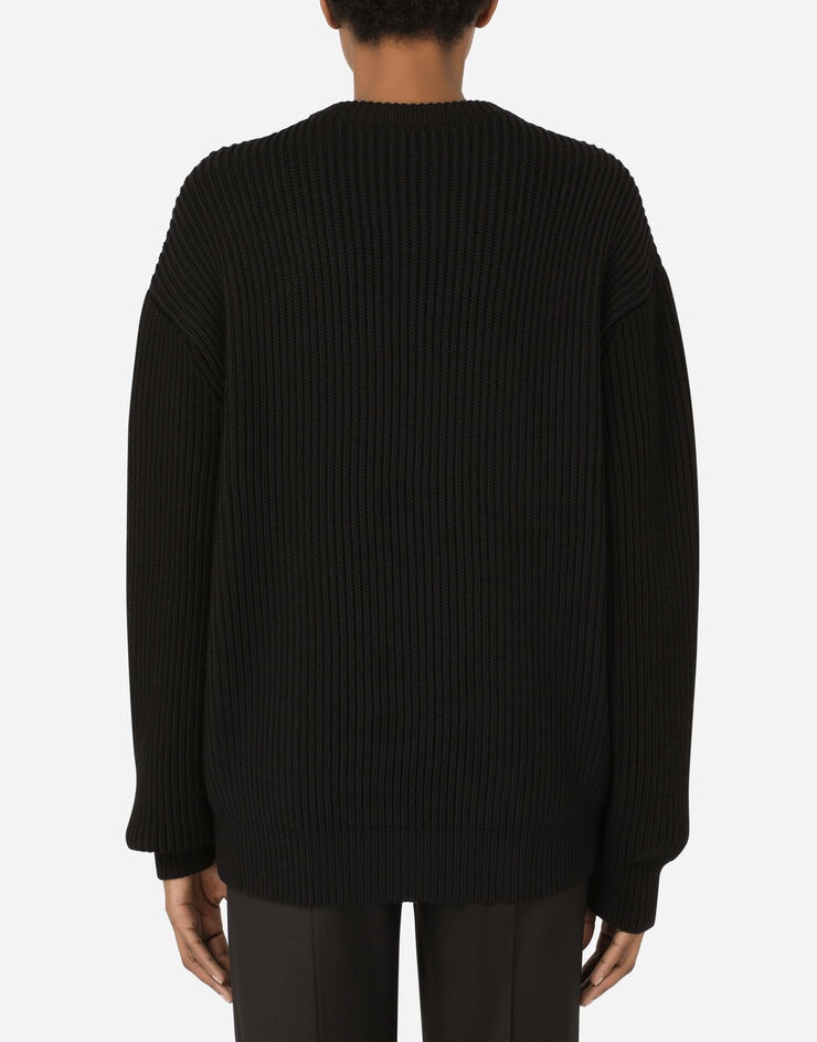 Wool fisherman’s rib sweater with D&G embroidery - 2