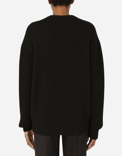 Dolce & Gabbana Wool fisherman’s rib sweater with D&G embroidery outlook