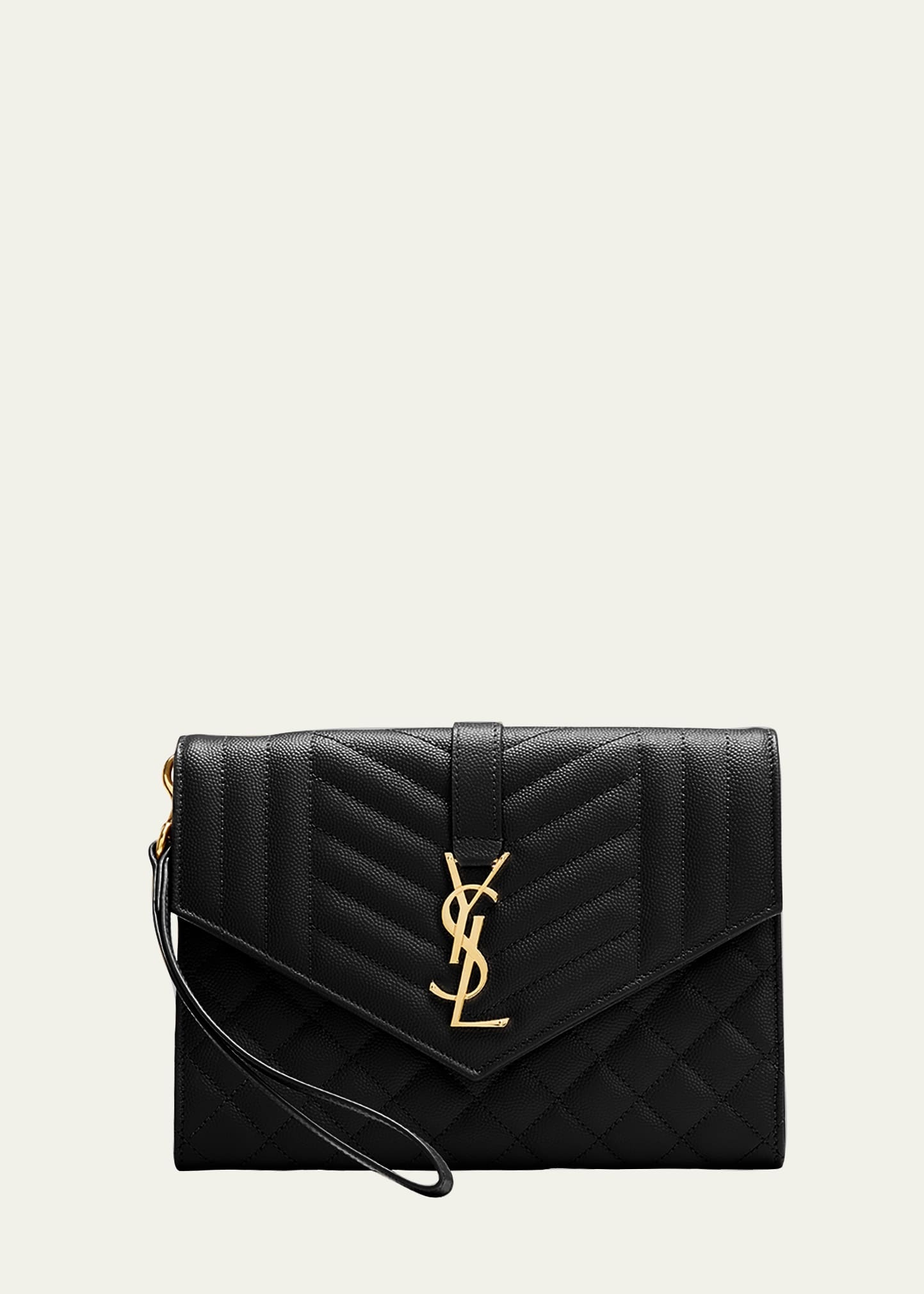 YSL Monogram Quilted Envelope Clutch Bag - 1
