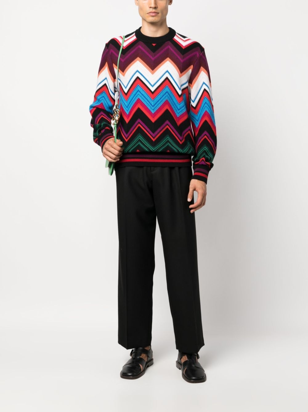 zigzag crew-neck jumper - 2