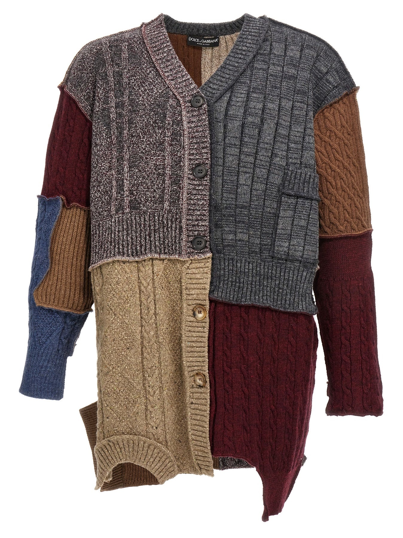 Patchwork Cardigan Sweater, Cardigans Multicolor - 1