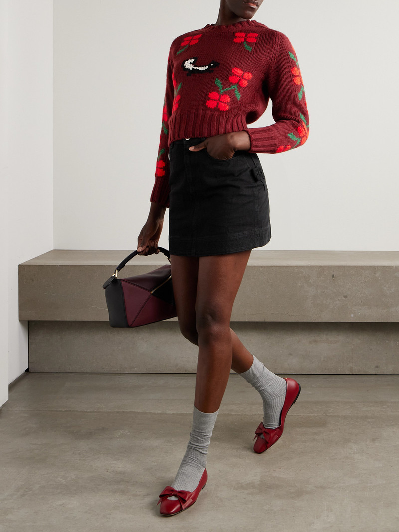 BODE Knolly Brook Embroidered Denim Mini Skirt outlook