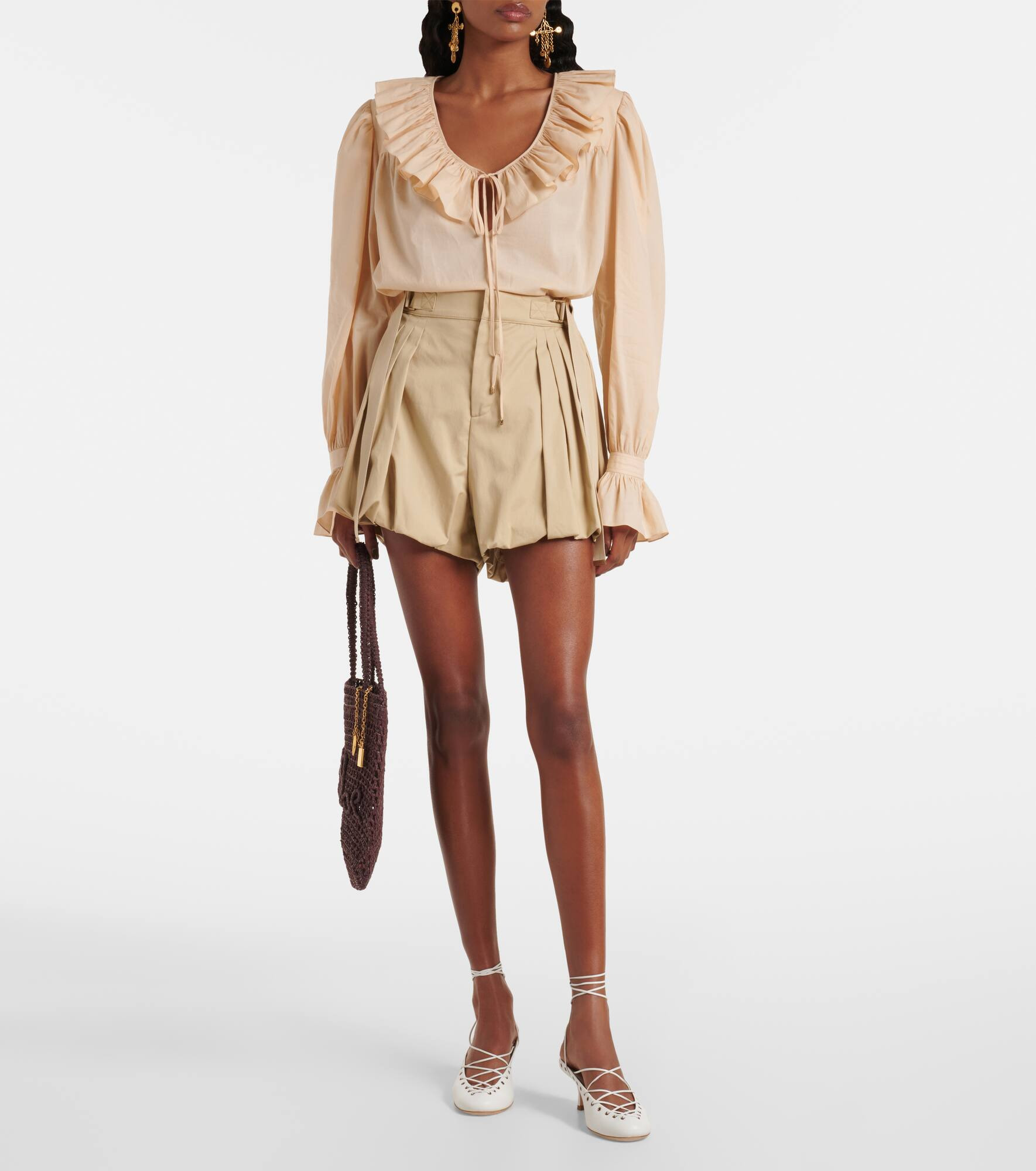 Ruffled cotton voile blouse - 2