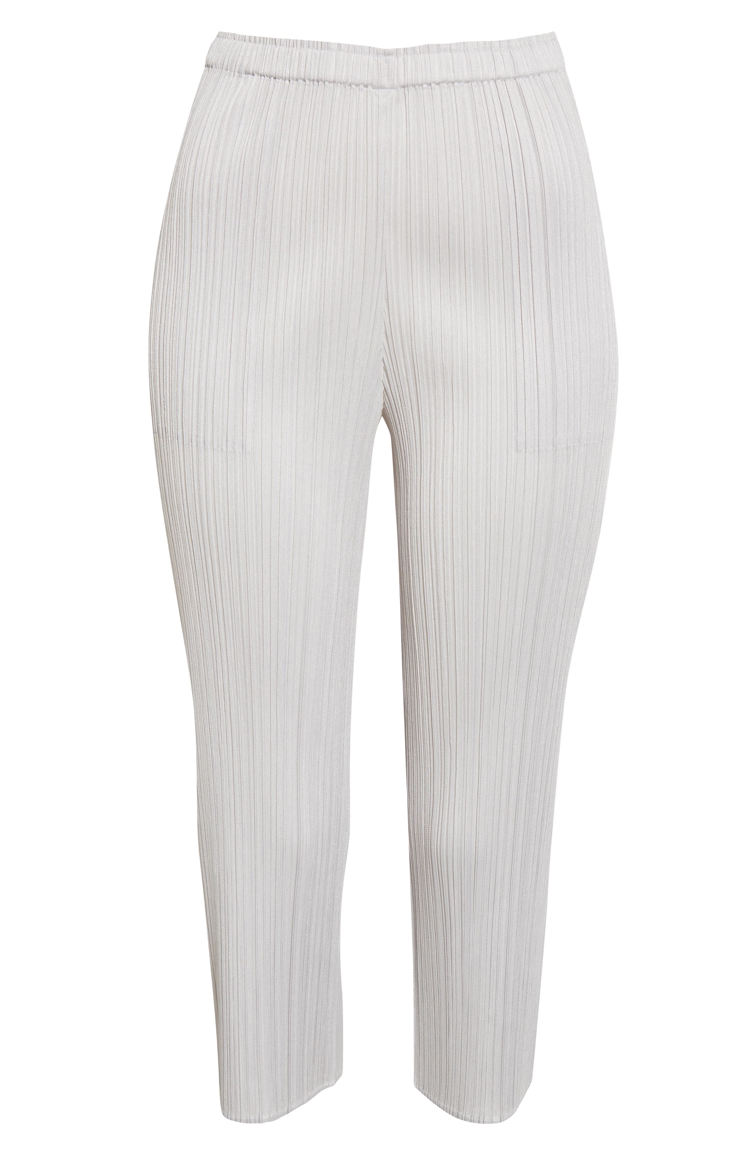 Pleats Please Issey Miyake Pleated Crop Skinny Pants in Light Grey at Nordstrom - 6