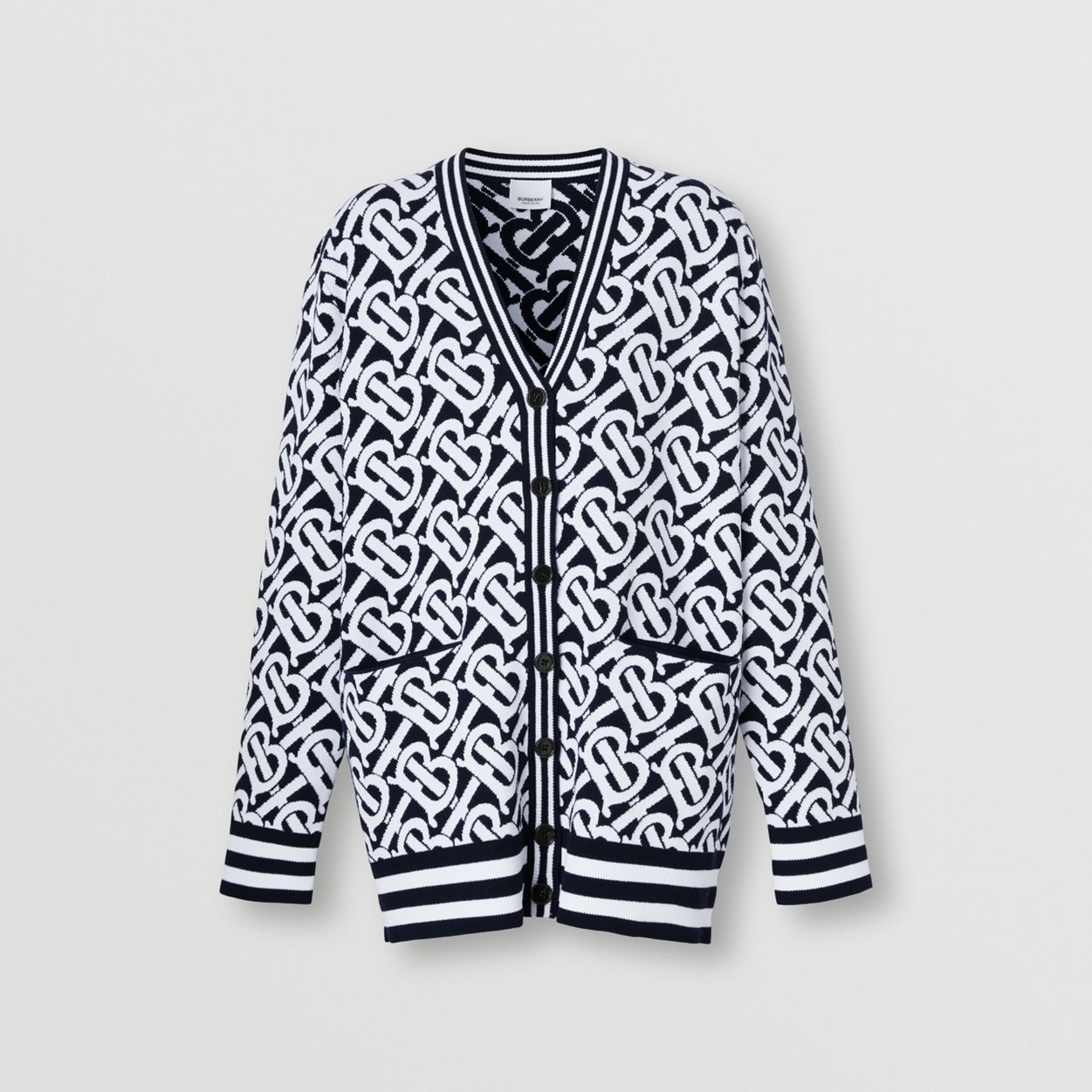 Monogram Wool Blend Jacquard Oversized Cardigan - 1