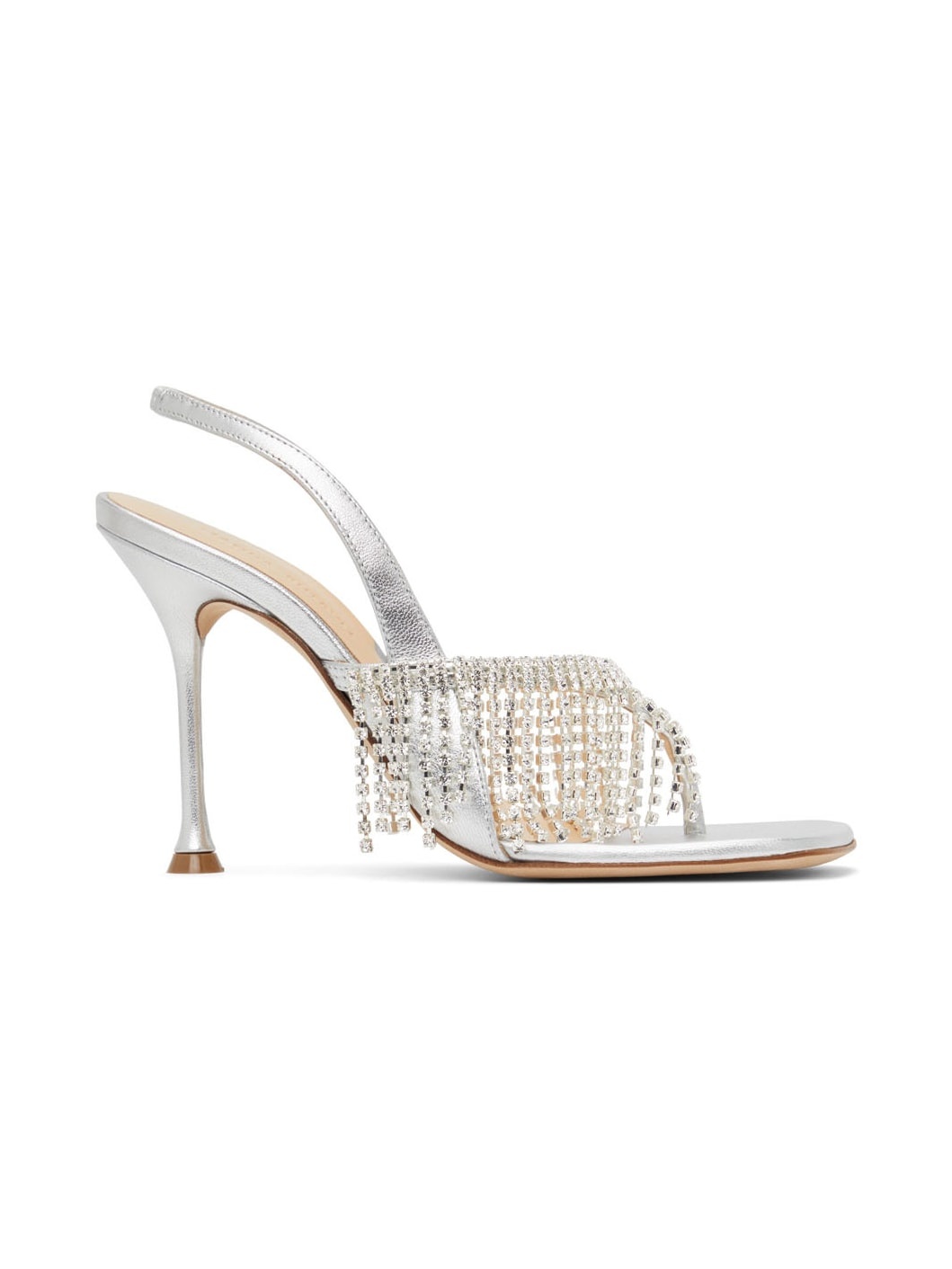 Silver Crystal Heeled Sandals - 1