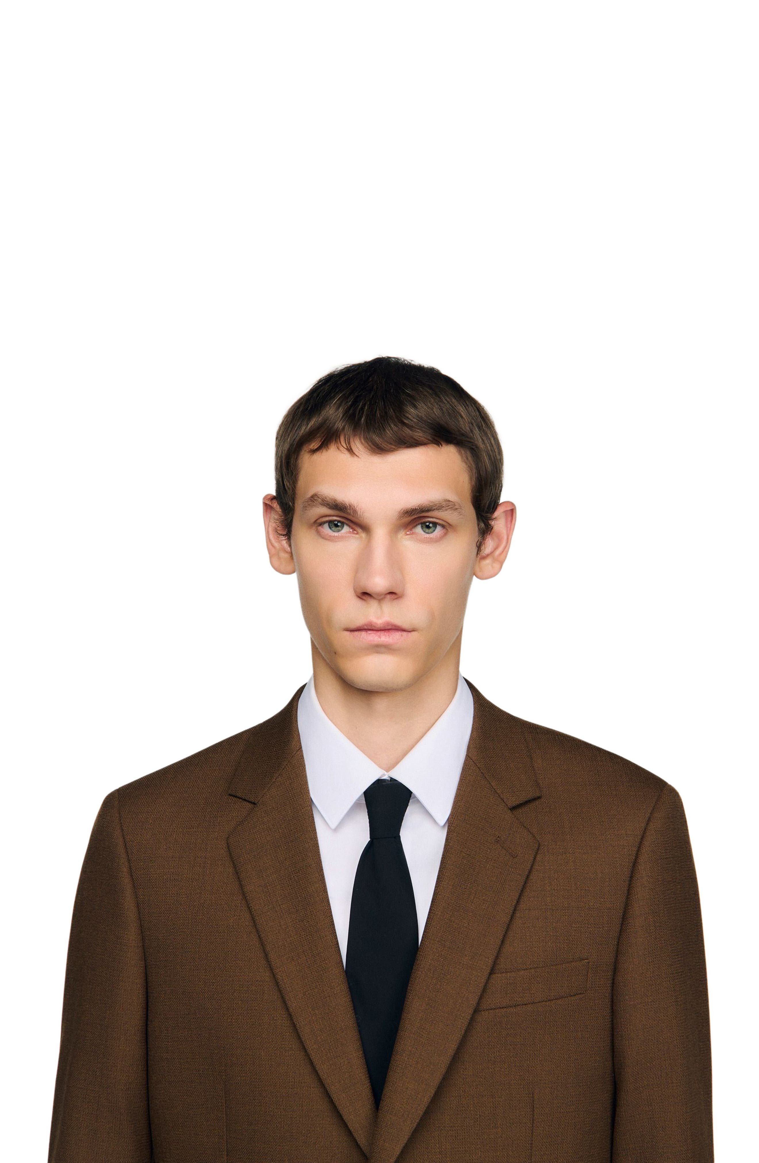 SANDRO Tailored Virgin Wool Jacket in Tobacco Brown at Nordstrom - 6