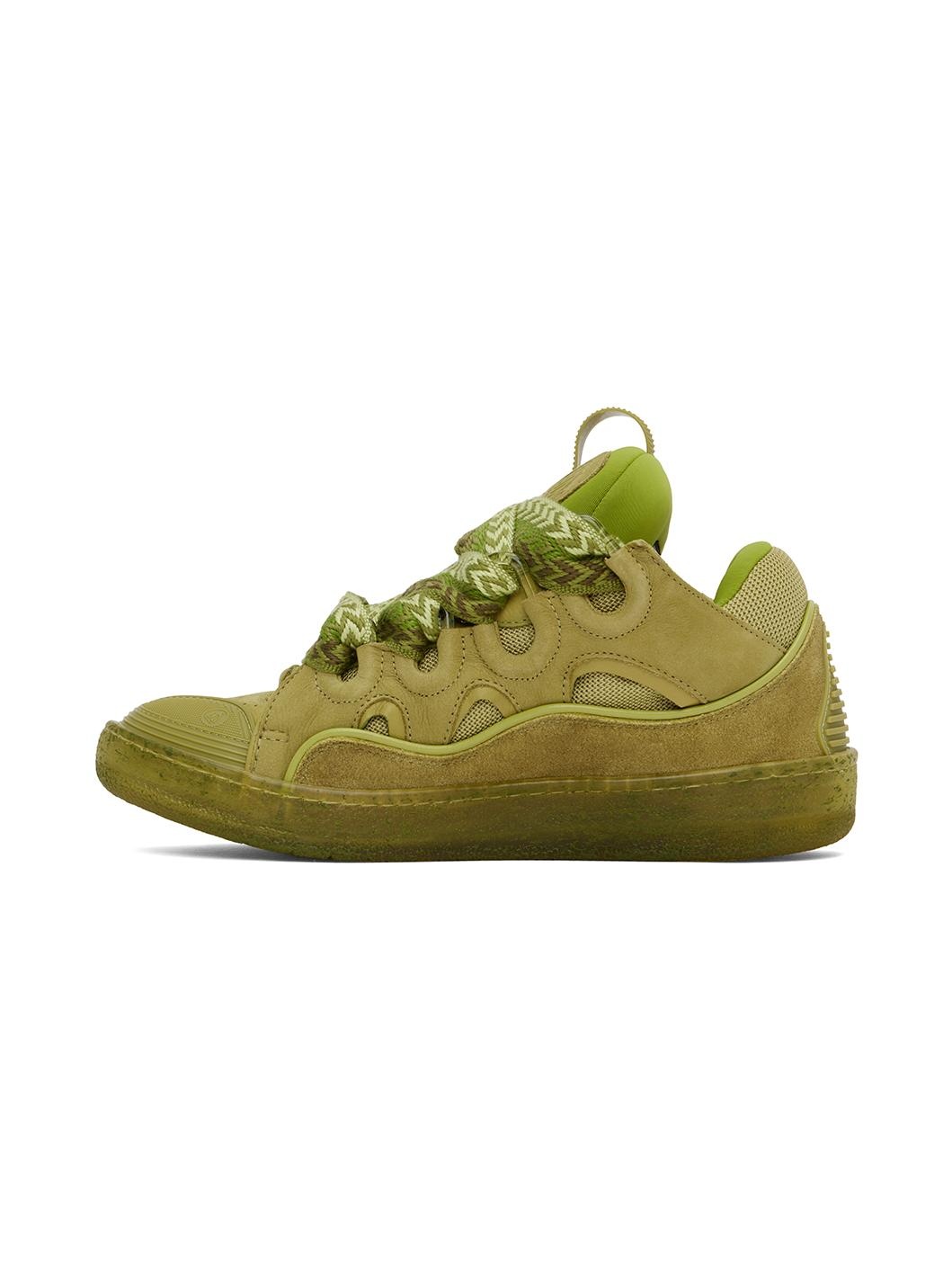 Green Leather Curb Sneakers - 3