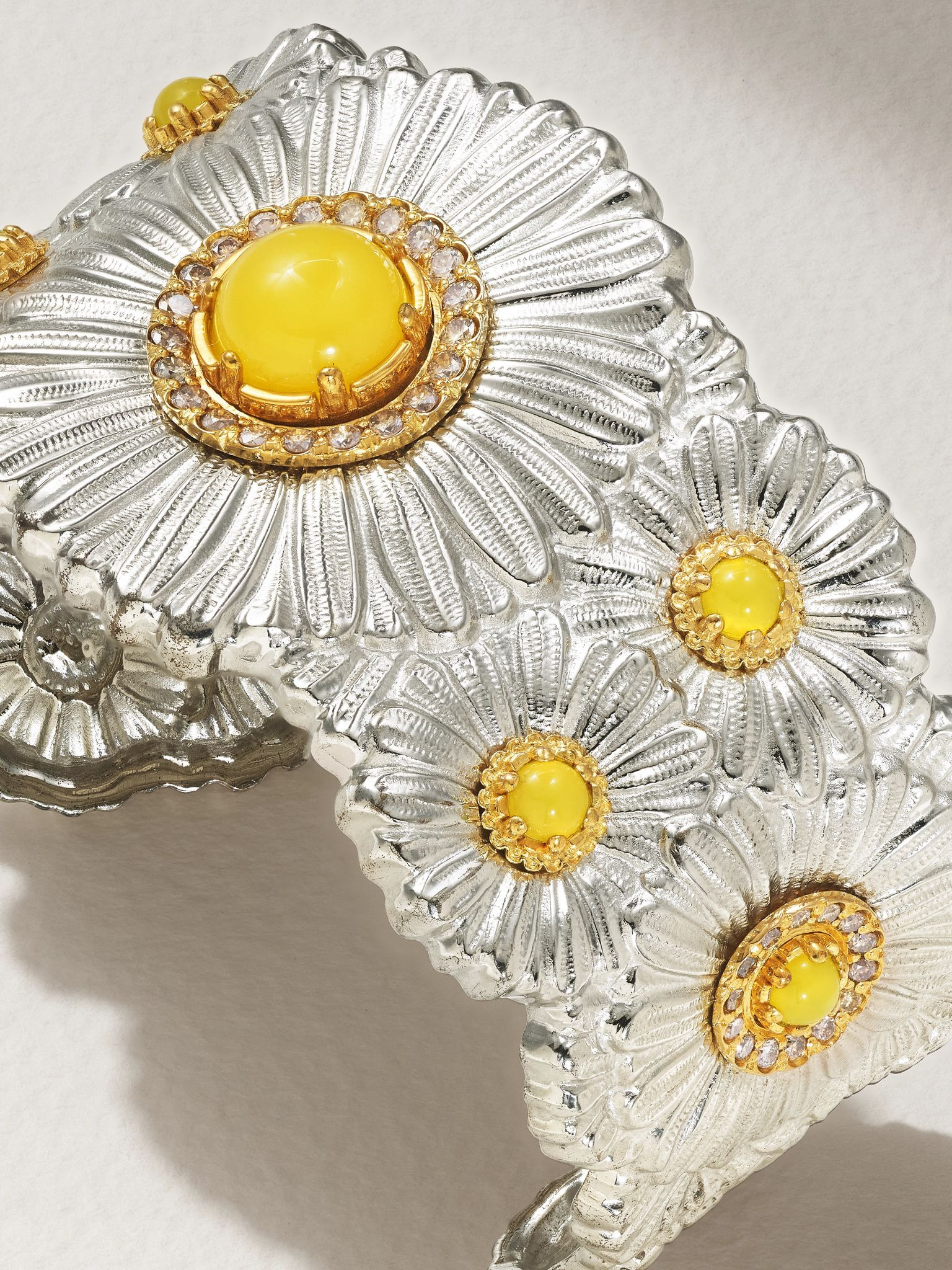 Blossoms Daisy sterling silver and gold vermeil, agatha and diamond cuff Silver - 3