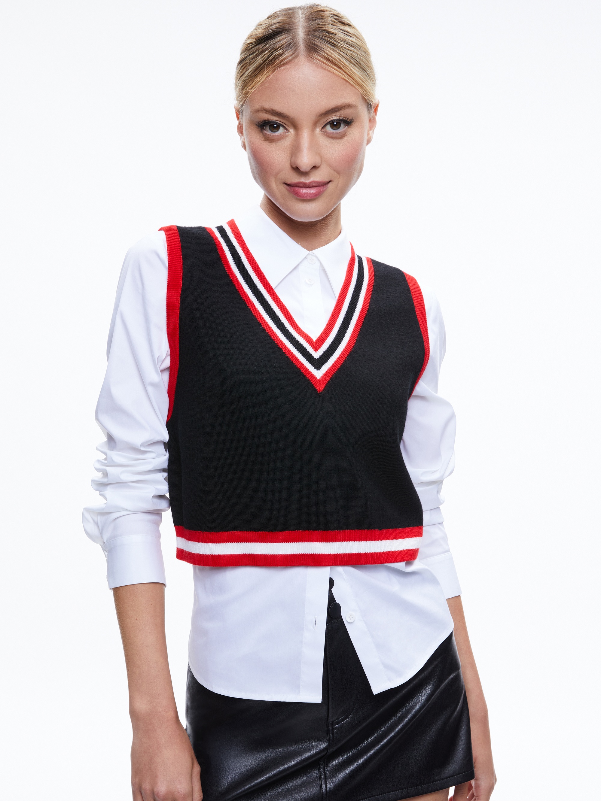ORLY SWEATER VEST COMBINATION TOP - 2