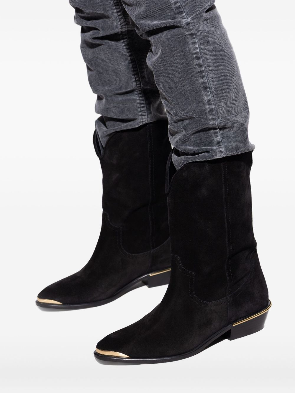 metallic-toe suede boots - 5