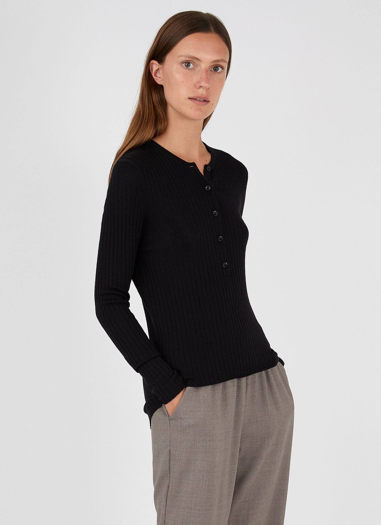 Merino Silk Henley - 1