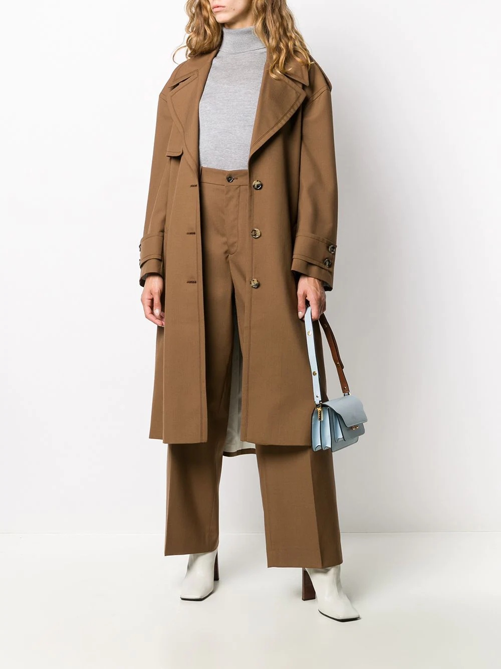 belted single-breasted trench coat - 2