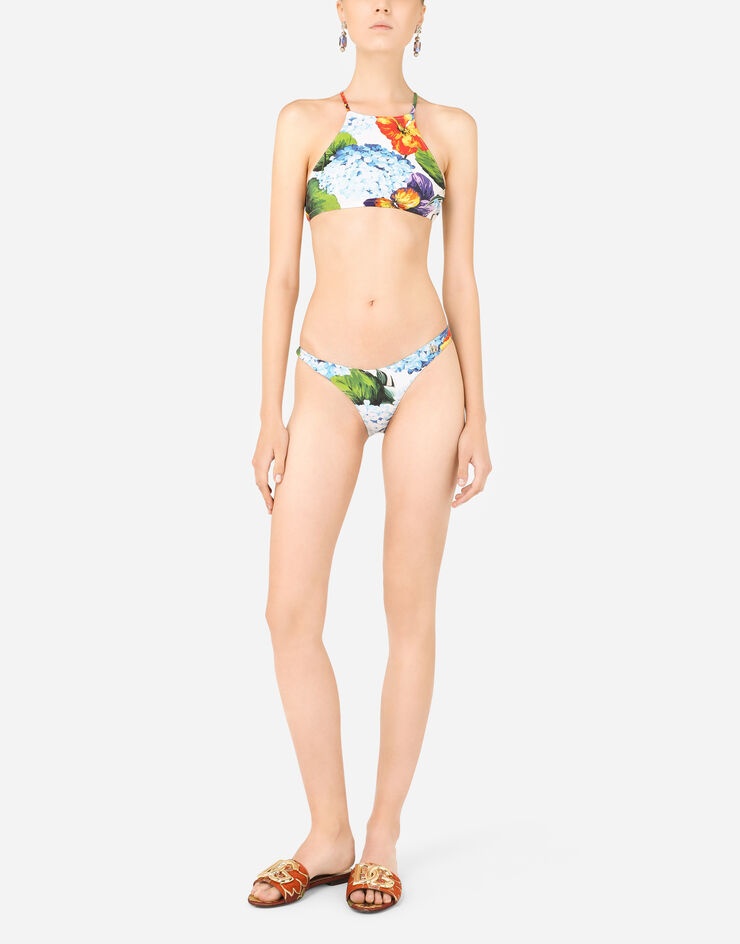 Hydrangea-print bikini with halterneck bikini top - 2