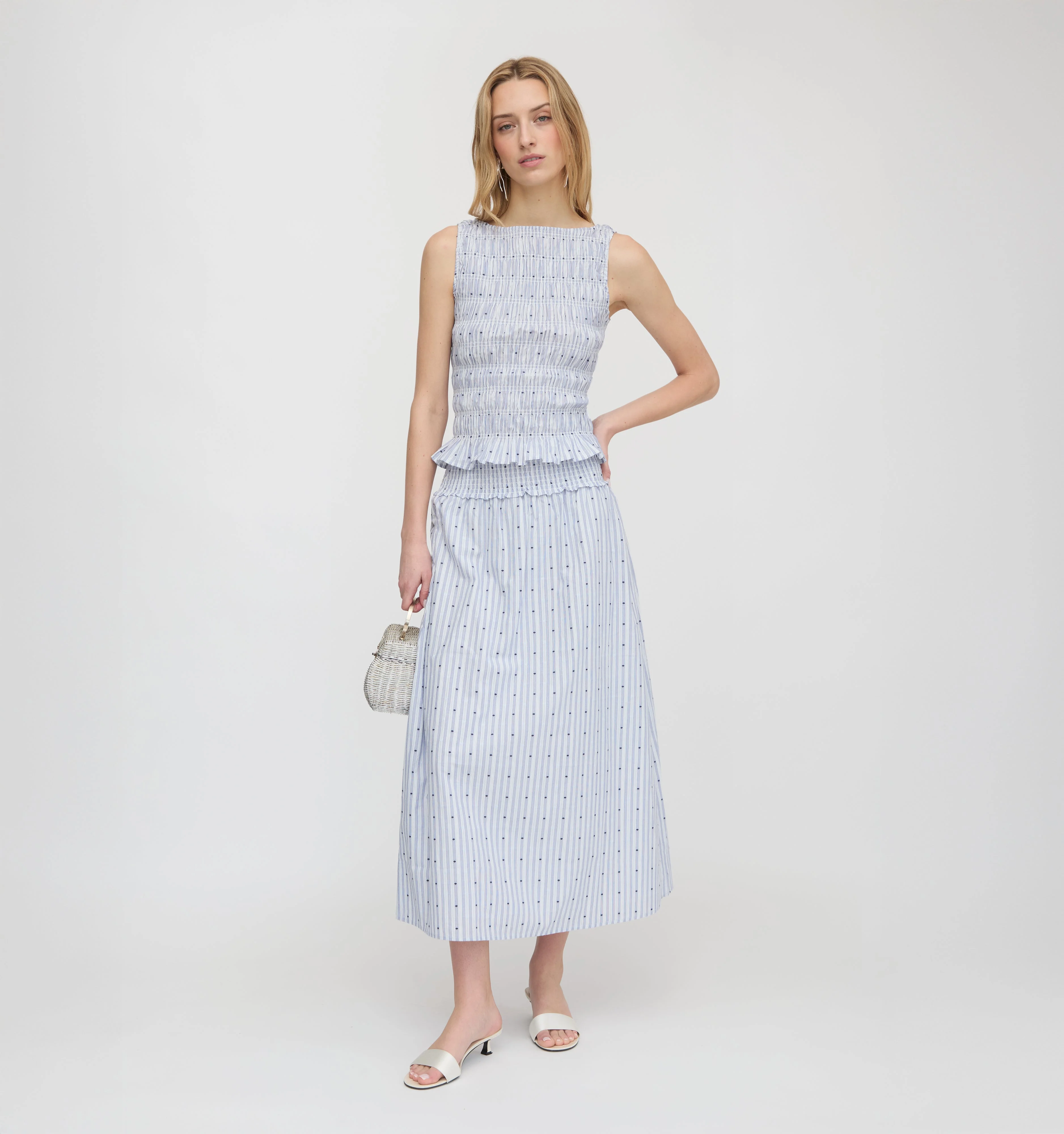 The Delphine Nap Skirt - Blue Swiss Dot - 1