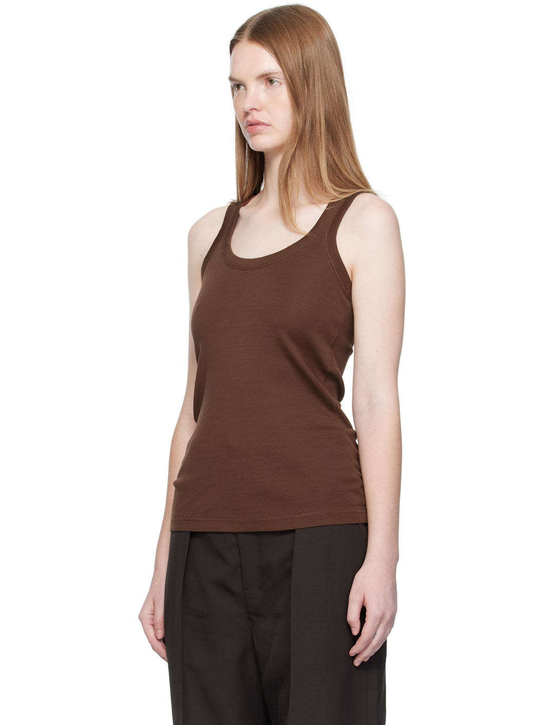 Brown Rib Tank Top - 4