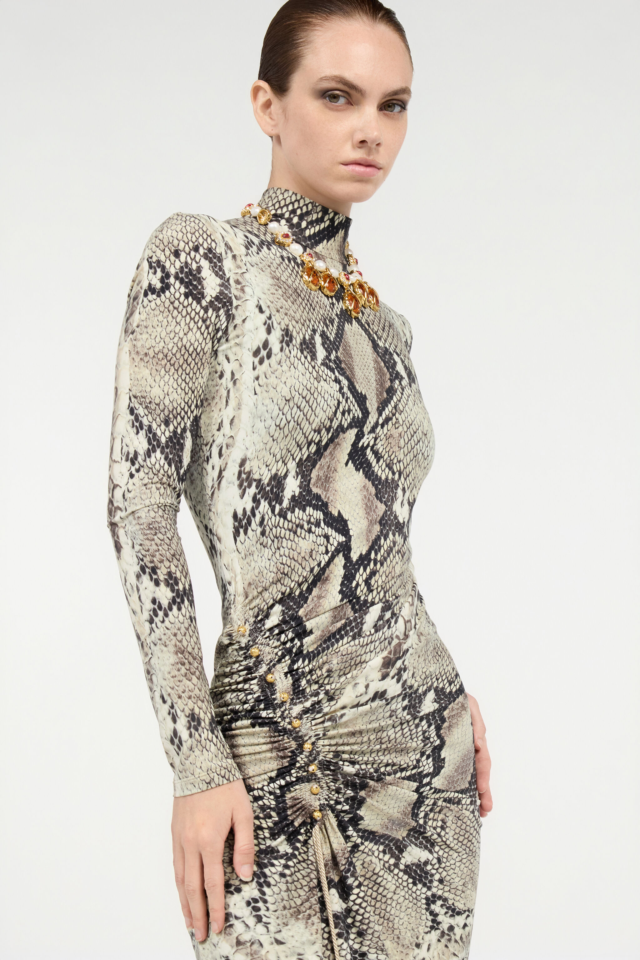 Midi Dress With Python Print - 6
