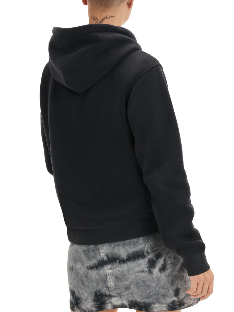 Women's Fuzzy Logo Hoodie - Black 5