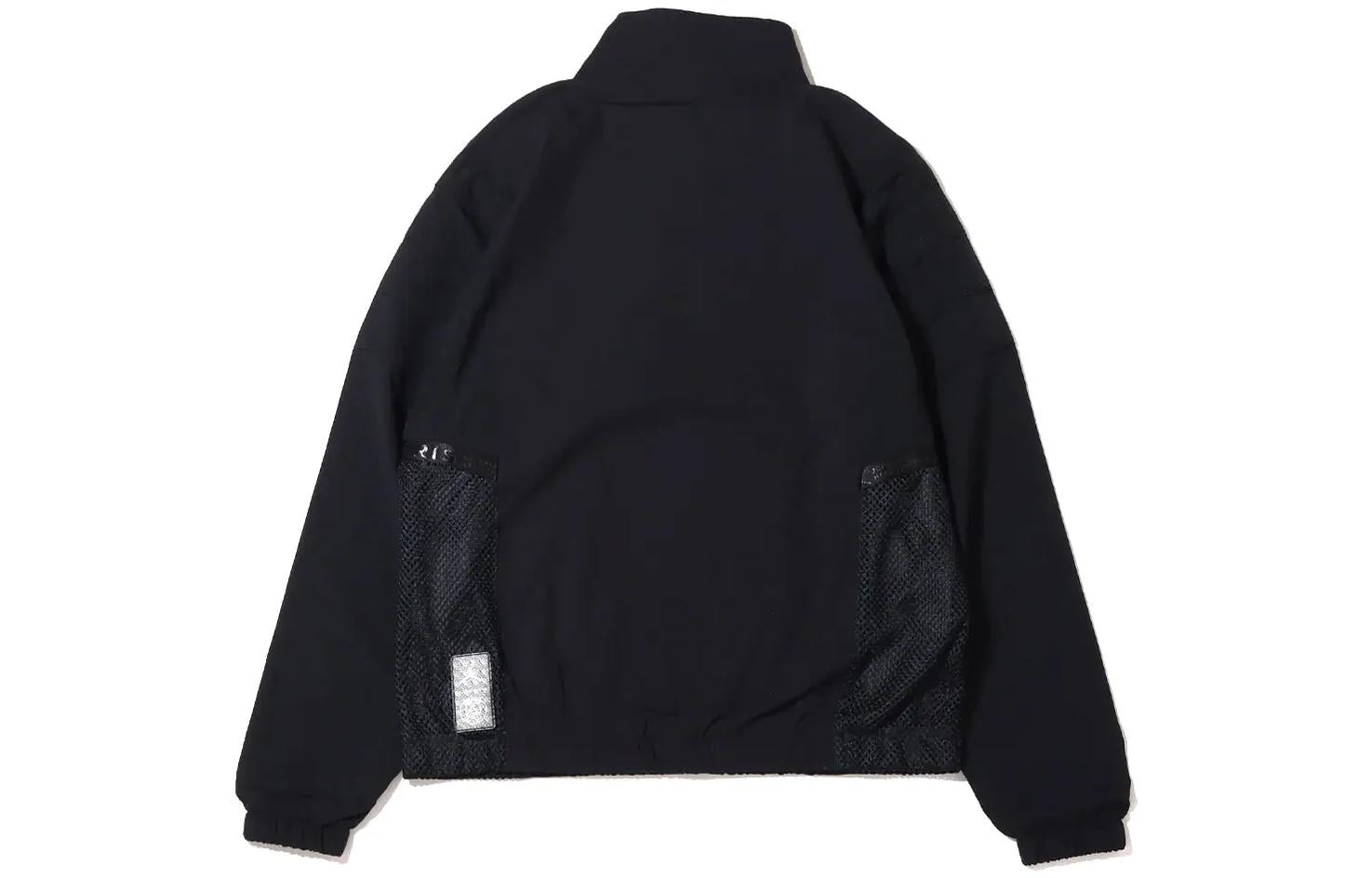 Men's Air Jordan Solid Color Logo Stand Collar Long Sleeves Jacket Black DM3091-010 - 2