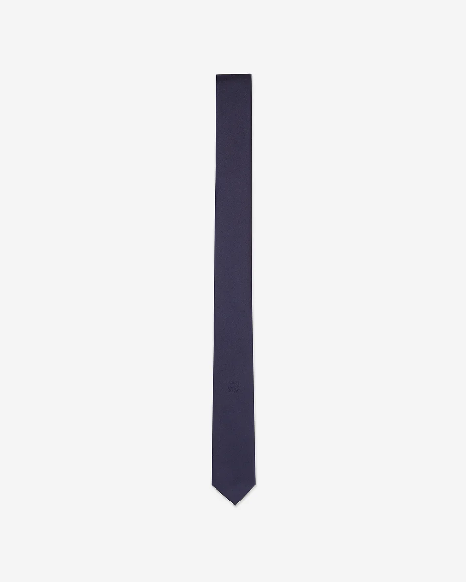 NAVY BLUE SILK TIE - 1