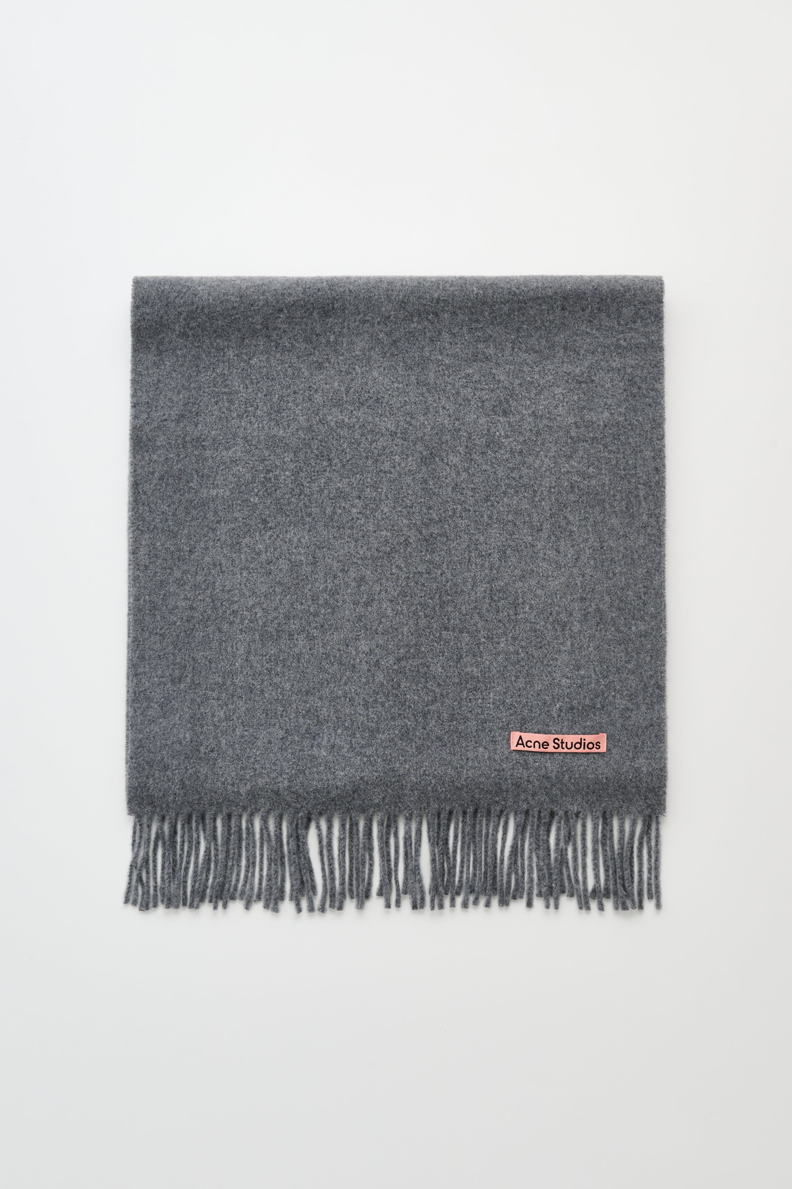 ACNE STUDIOS FRINGE WOOL SCARF NARROW GREY MELANGE - 2